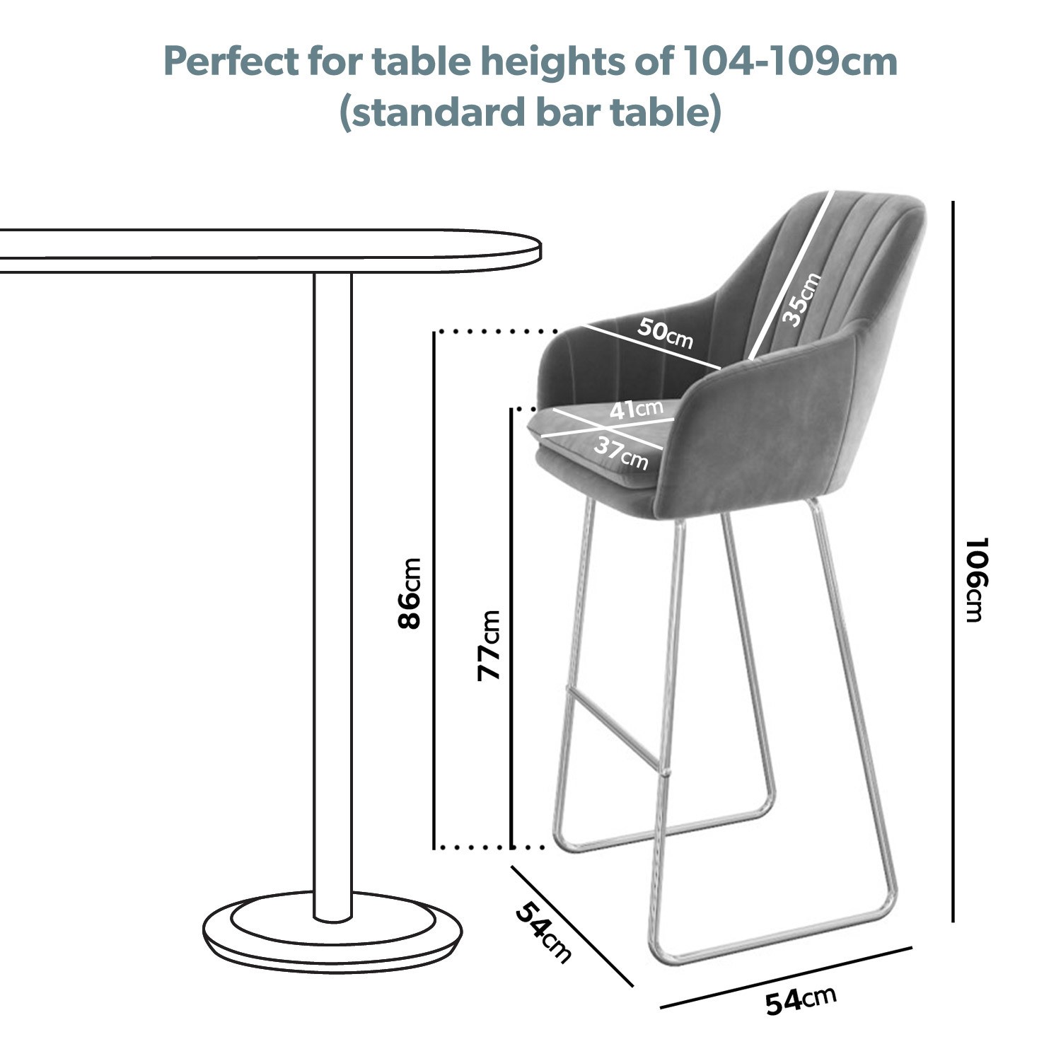 Read more about Grey velvet bar stool with back 77cm logan